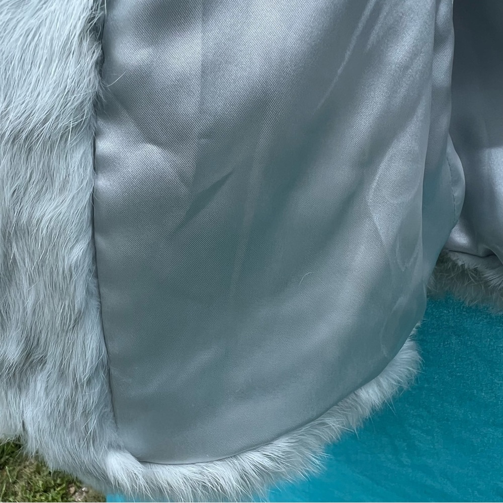 Bebe Real Rabbit Fur Blue Jacket - Picture 6 of 10